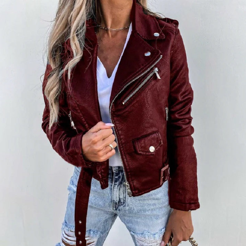 Stylische Bikerjacke für Damen | Reverskragen