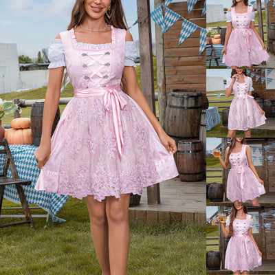 Martina | Festliches Dirndl-Kleid mit Puffärmeln und floralen Details