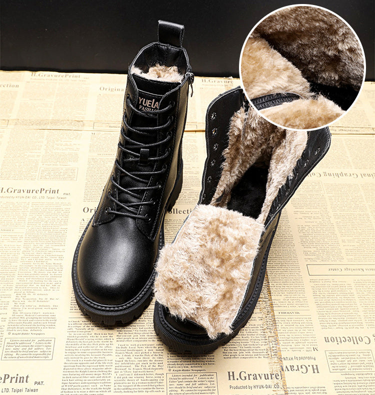 Winterstiefel aus schwarzem Leder - Delphine