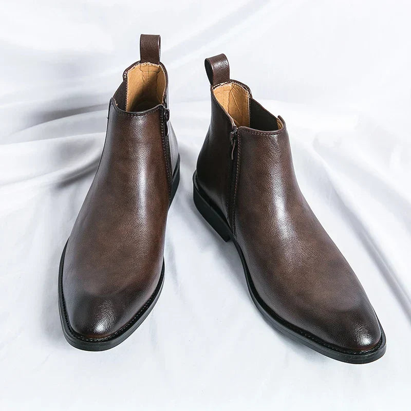 Markt | Stylische Reißverschluss-Leder Chelsea Boots für Herren