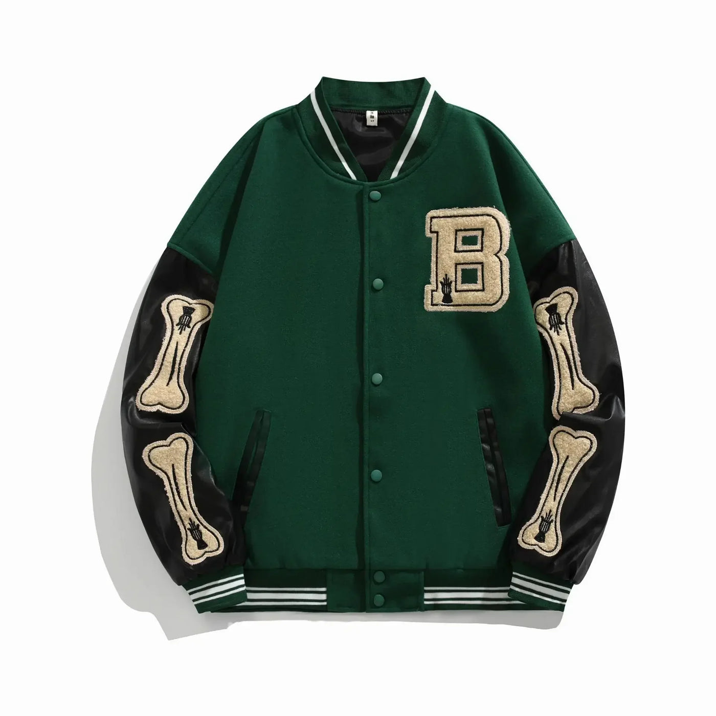 Beatrice | Harajuku Varsity Collegejacke mit Kunstleder-Ärmeln