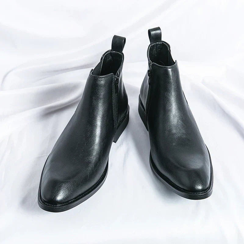 Markt | Stylische Reißverschluss-Leder Chelsea Boots für Herren