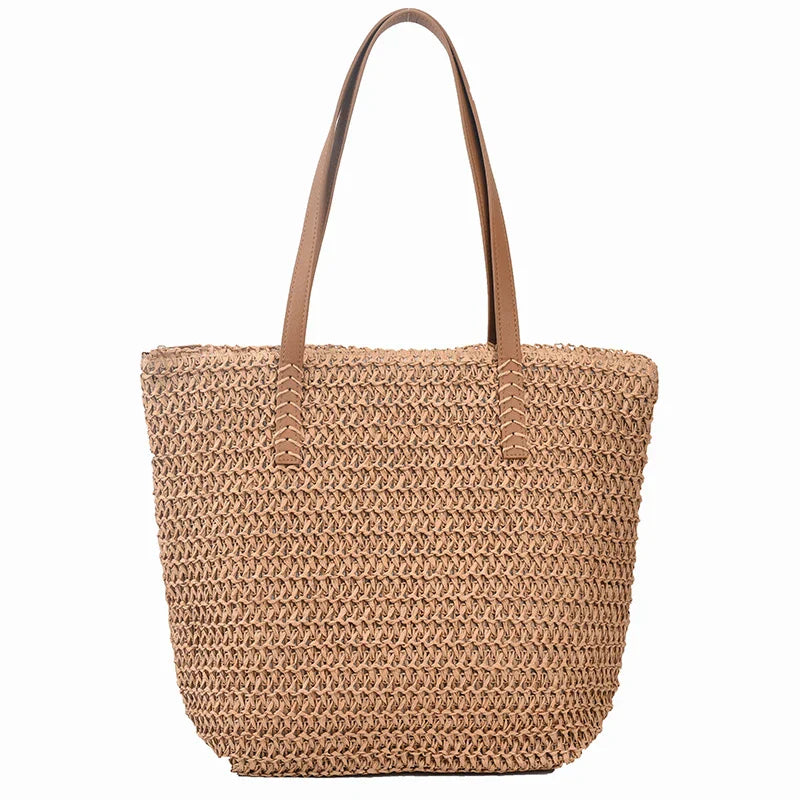 Boho Strohtasche Damen – Handgefertigte Große Strandtasche