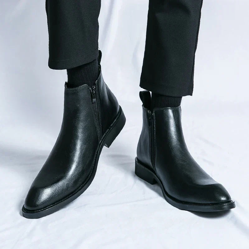 Cooper | Stylische Reißverschluss-Leder Chelsea Boots für Herren