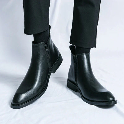 Markt | Stylische Reißverschluss-Leder Chelsea Boots für Herren