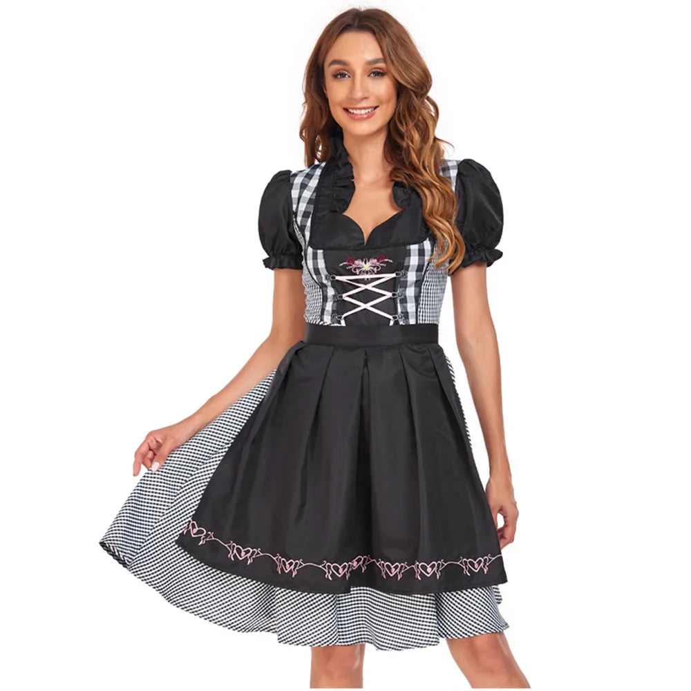 Damen Traditionell Schwarz Oktoberfest Dirndl Kleid