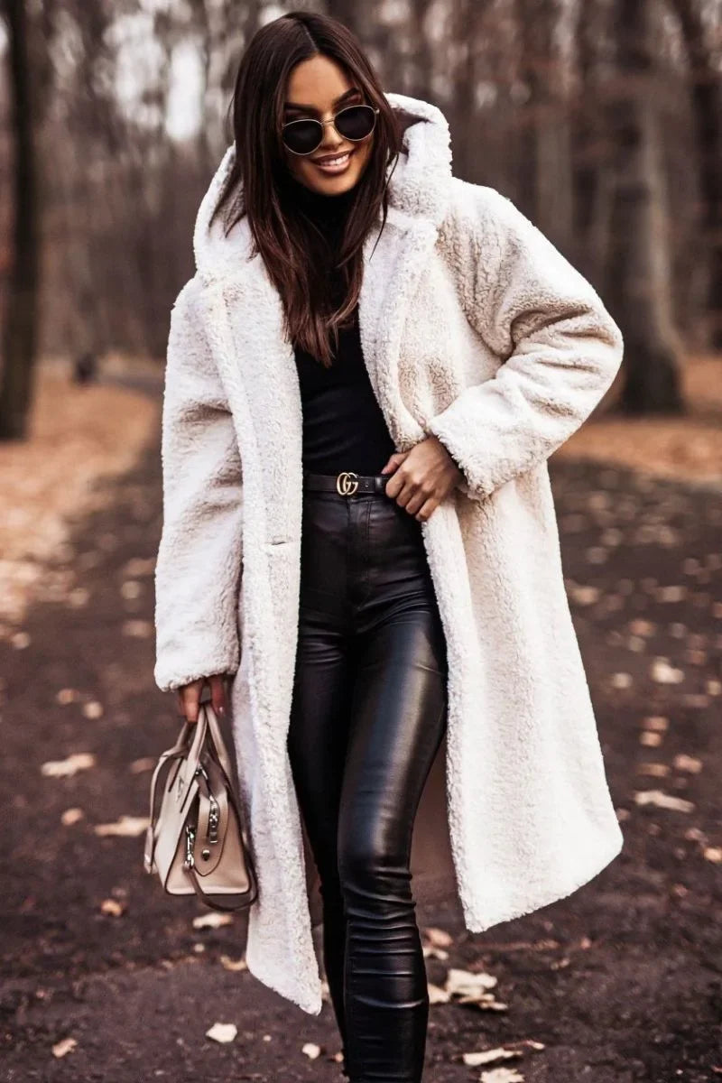 Damen Winter Kapuze Weich Langer Mantel | Warme