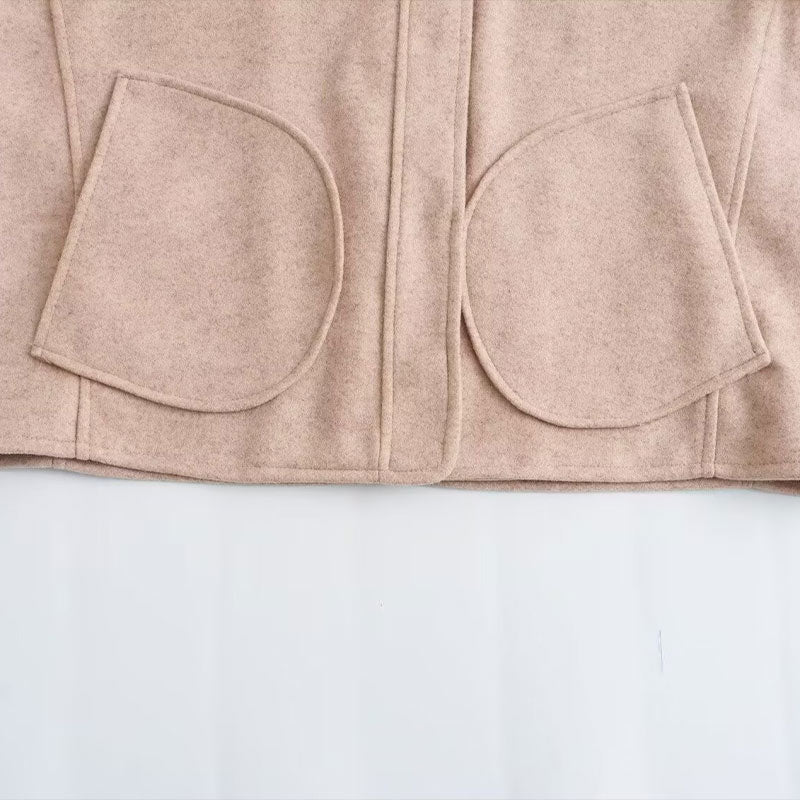 Tina | Lässiger einreihiger Wollmantel mit Stehkragen