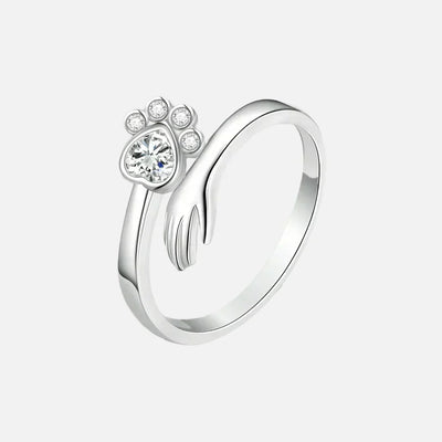 MARA – Eleganter verstellbarer Ring aus 925er Sterlingsilber mit handgefertigtem Hand- und Pfotenmotiv