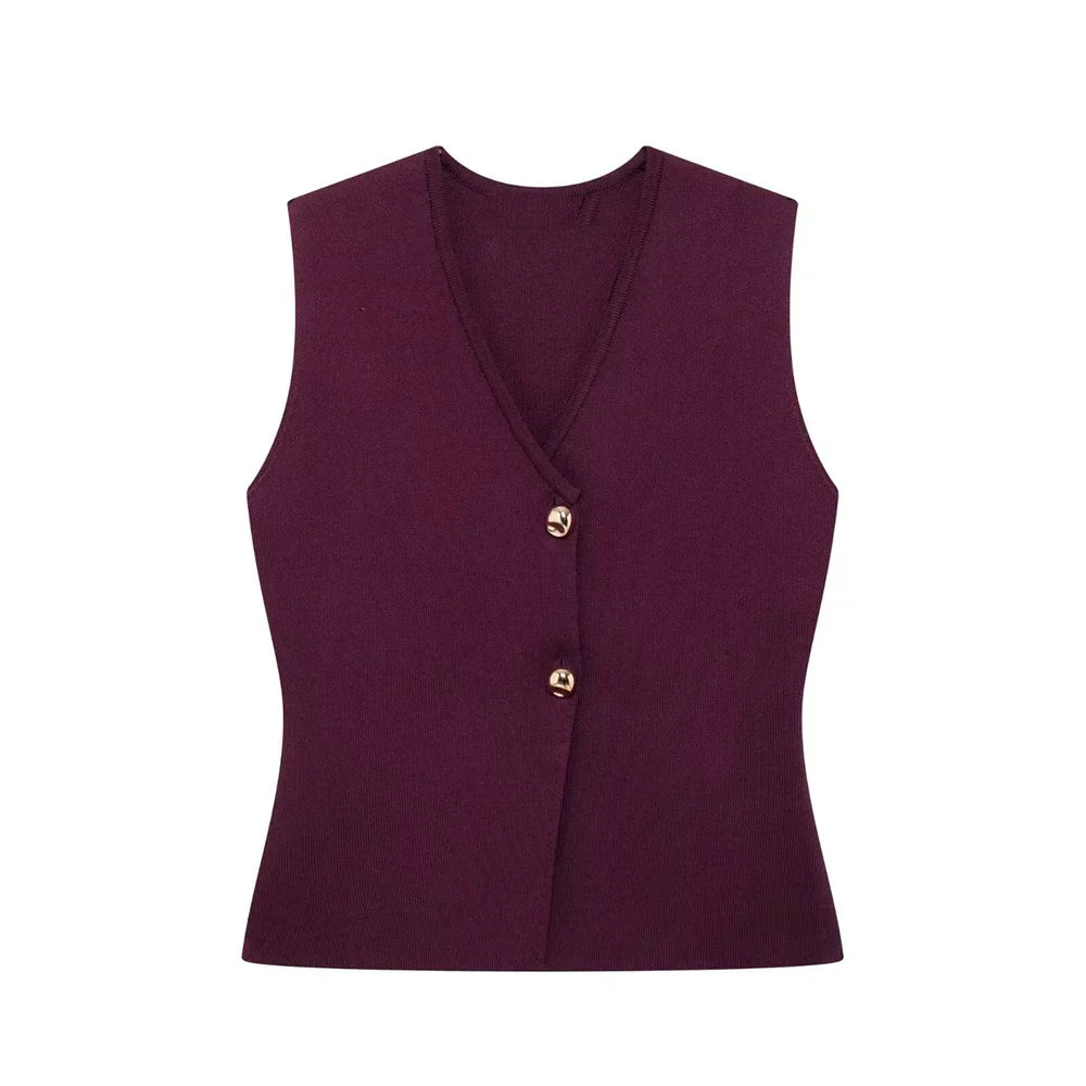 Gilet Top mit V‑Ausschnitt – weiches Stretch, Stockholm‑Chic