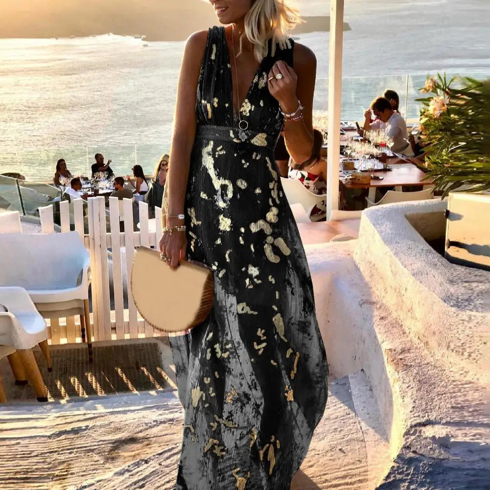 Albina - Glattes V-Ausschnitt-Kleid mit Paillettenverzierung