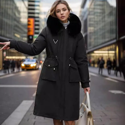 Amewry | Winterjacke mit langer Parka für Damen mit Kunstfellkragen