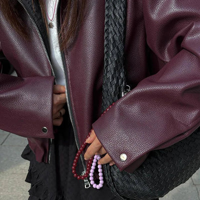 Rihan | Motorradjacke aus Leder – Langarm-Reißverschluss