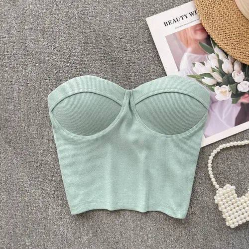 Bustier-Top mit Rippstruktur und geformten Cups für Damen