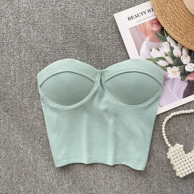 Bustier-Top mit Rippstruktur und geformten Cups für Damen