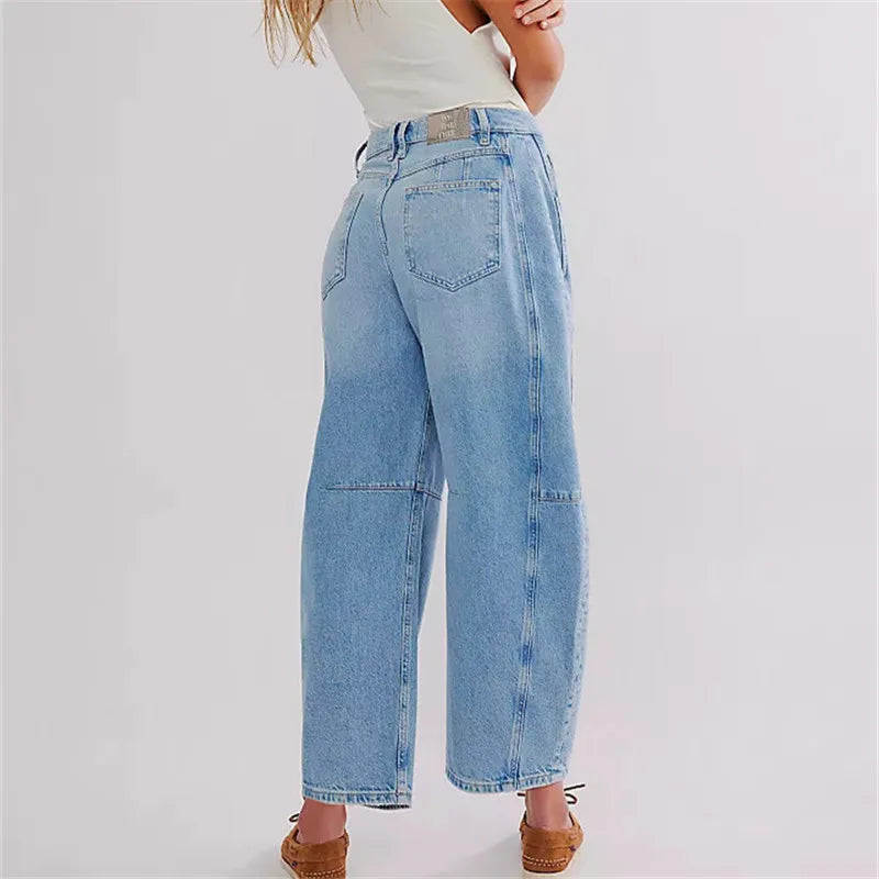 Damen-Baggy-Jeans mit elastischem Beinabschluss