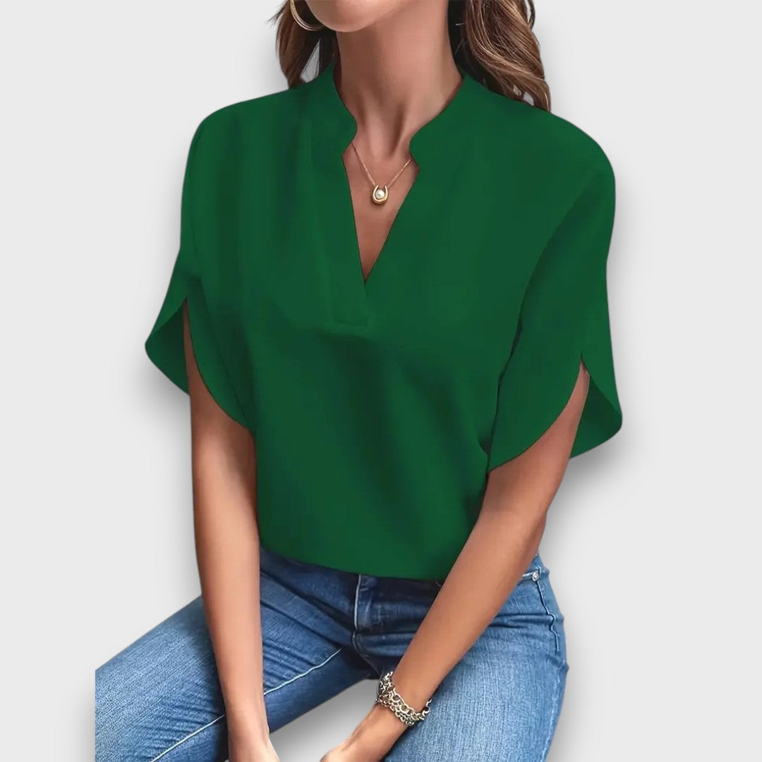 Lunelle – Bluse mit V-Ausschnitt und fließender Form