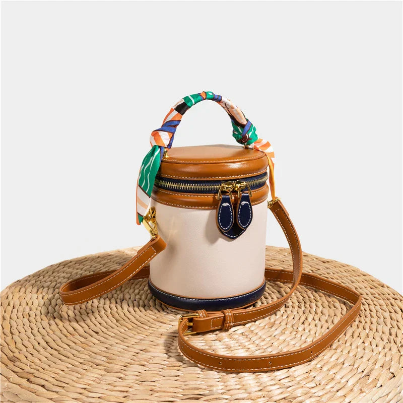 Bucket Bag Damen Kunstleder – Zylinderform mit Schalgriff