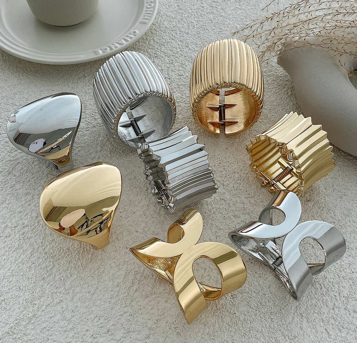 Exklusives Damen Armreif Set Breit Gold