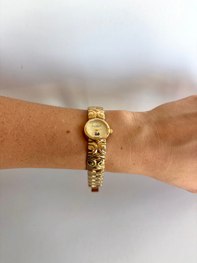 Vintage Gold Schwan Damen Armbanduhr