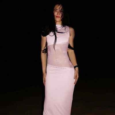 Nora | Lange Transparente Spitzenkleid