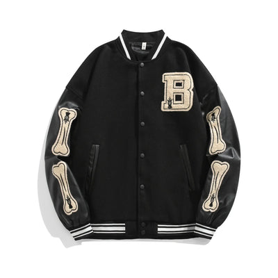 Beatrice | Harajuku Varsity Collegejacke mit Kunstleder-Ärmeln
