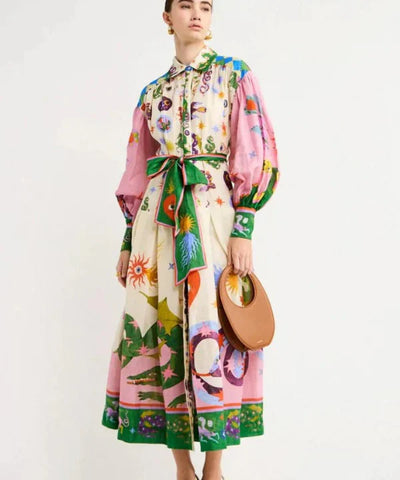 Kreativ bedrucktes Maxikleid für Frauen