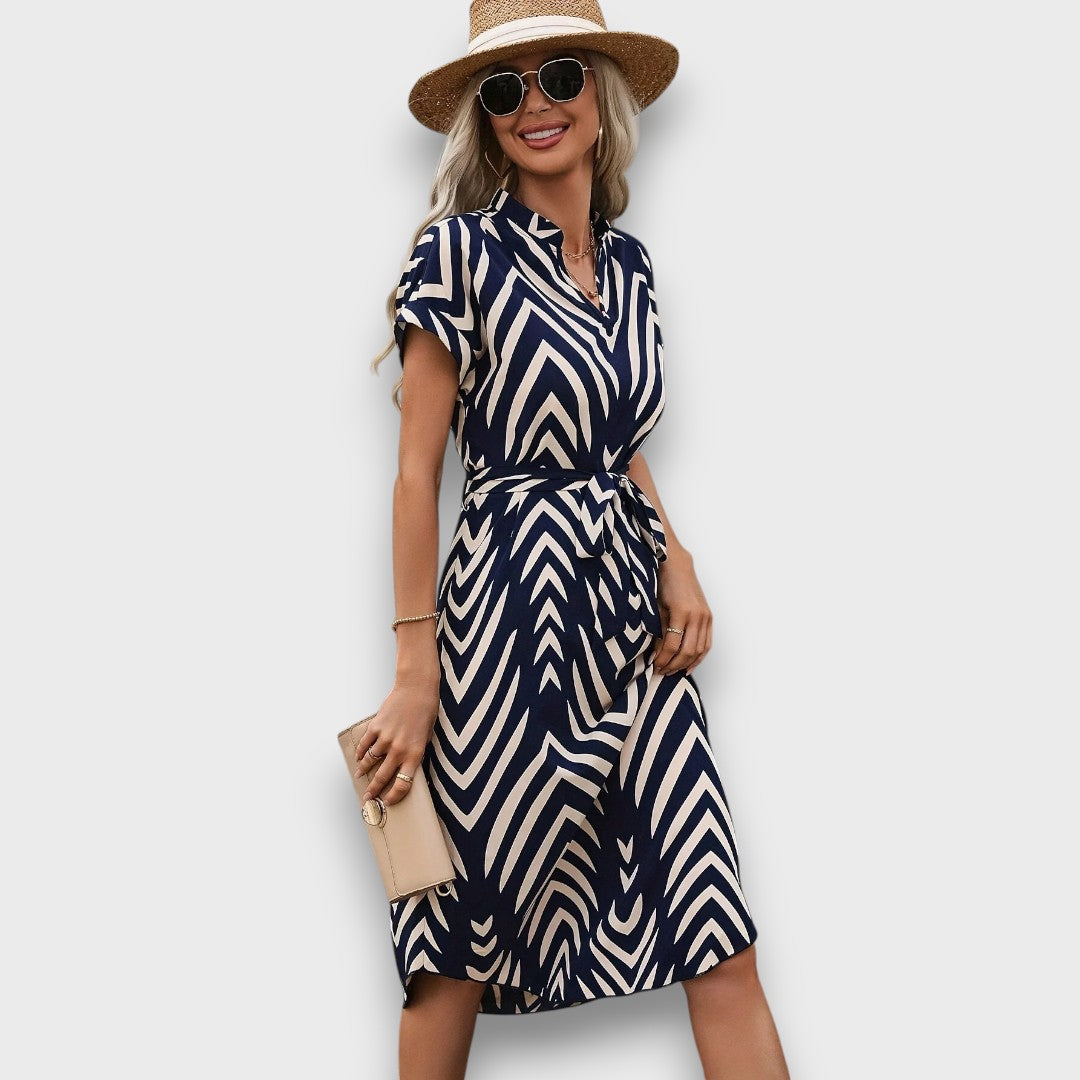 Delara – Gestreiftes Midikleid mit Taillenband