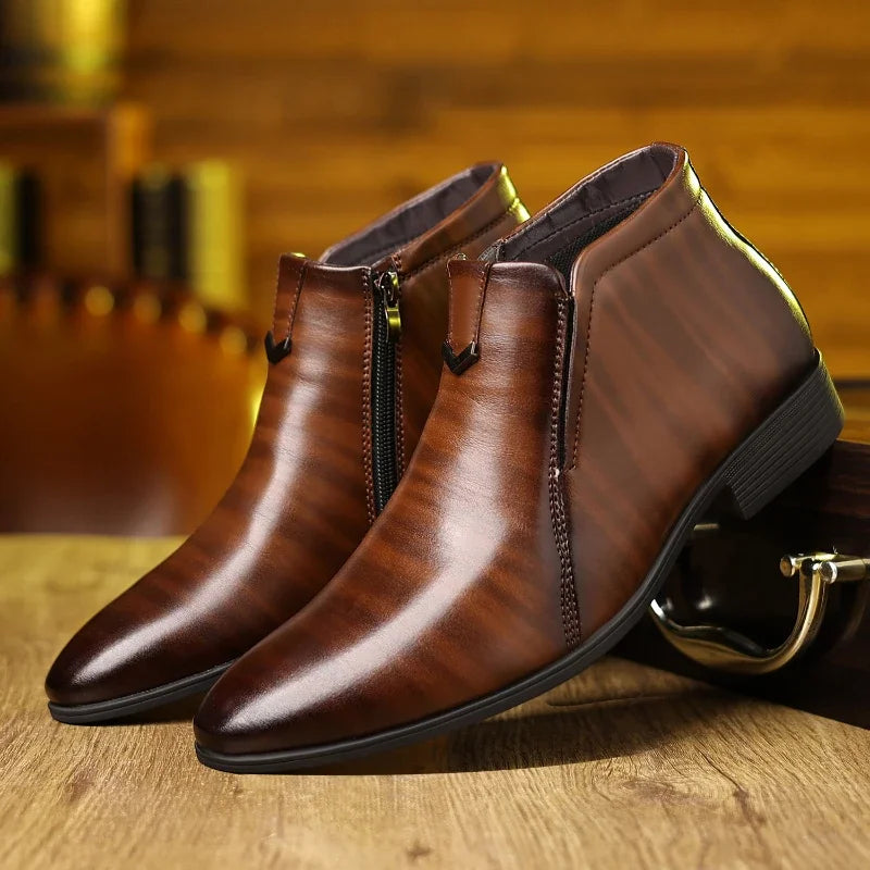Anton™ | Chic Lederboots mit Reißverschluss – Eleganz & Komfort vereint