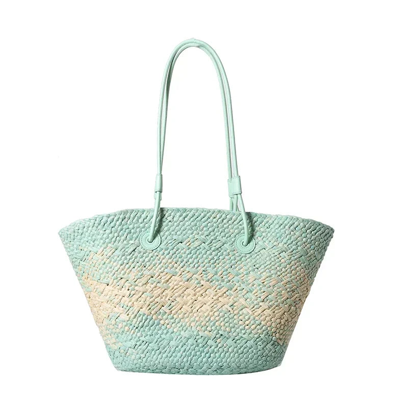 Französische Luxus Strandtasche Damen – Handgefertigte Raffia Sommertasche
