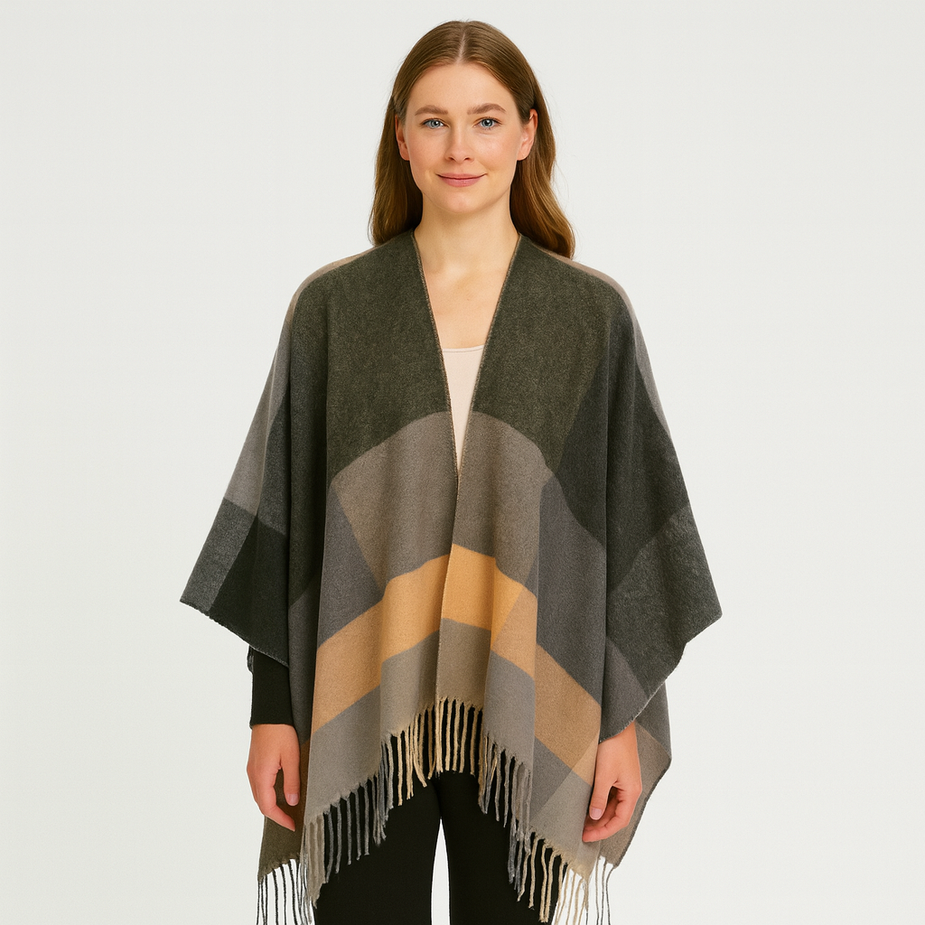 Selina | Geometrischer Schal-Cardigan mit offener Vorderseite