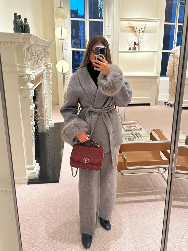 Damen Mantel mit Kunstfellbesatz – Eleganter Winter Kurzmantel