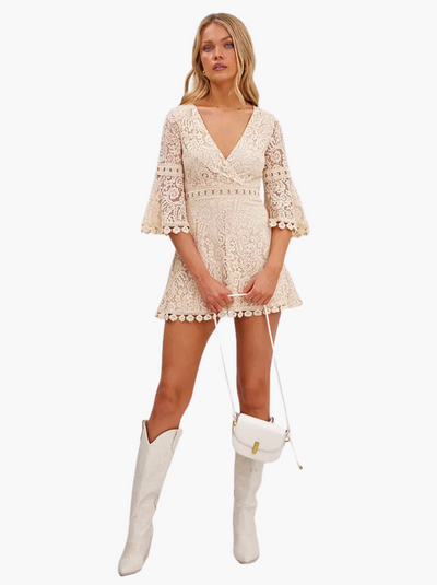 Elina | Offwhite Spitzenkleid