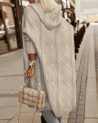 Langärmlige Damen-Strickjacke - Bequemer Hoodie-Stil