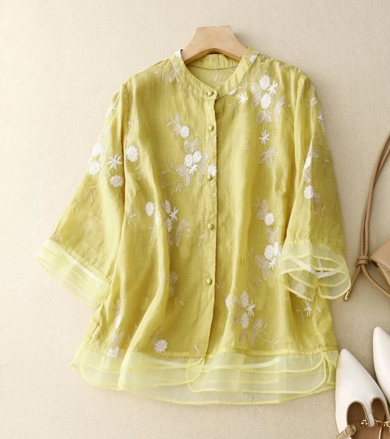 Besticktes Vintage Damen Hemd