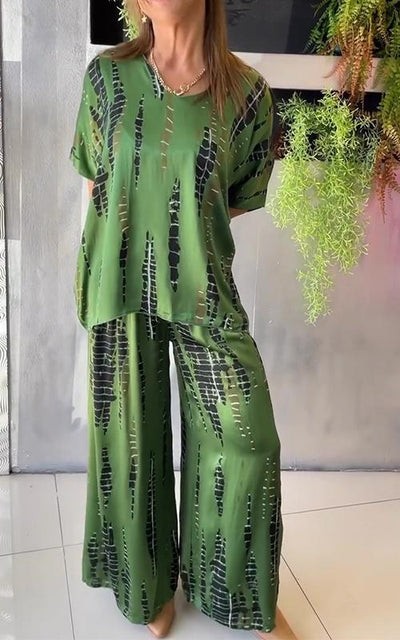 Elegantes Damen Satinanzug Set Rundhals