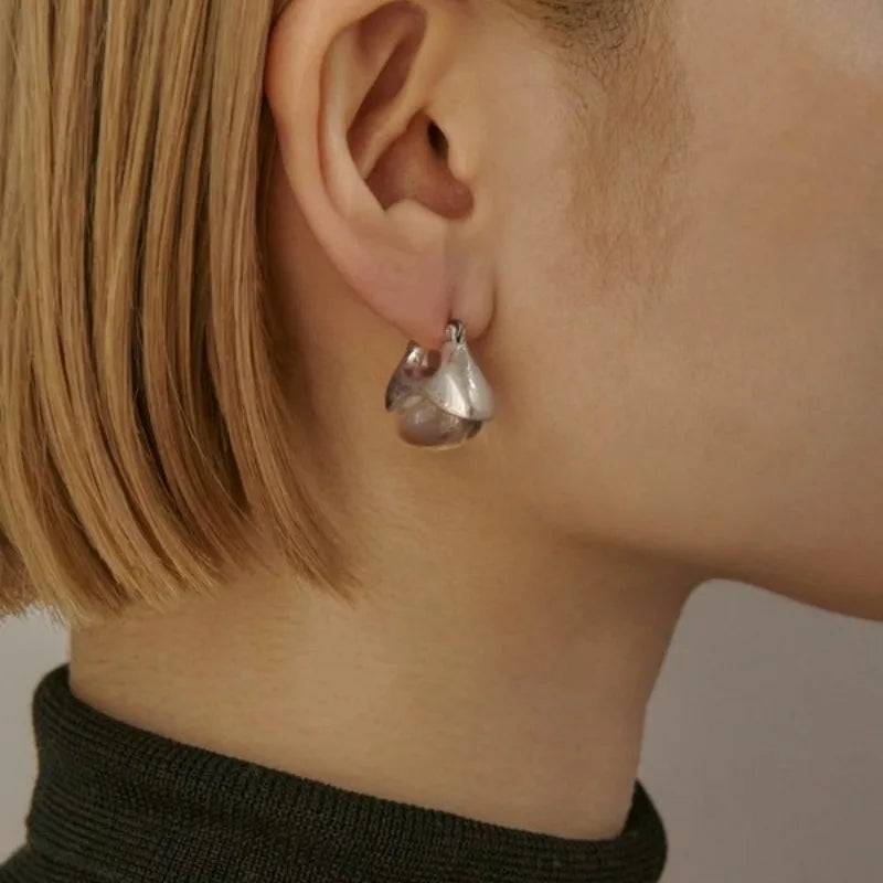 Vintage Damen Ohrringe Gold Silber Tropfen Hoop Design