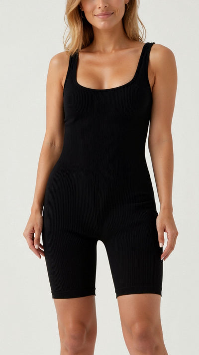 Gerippter Bodysuit mit eckigem Ausschnitt und Slip