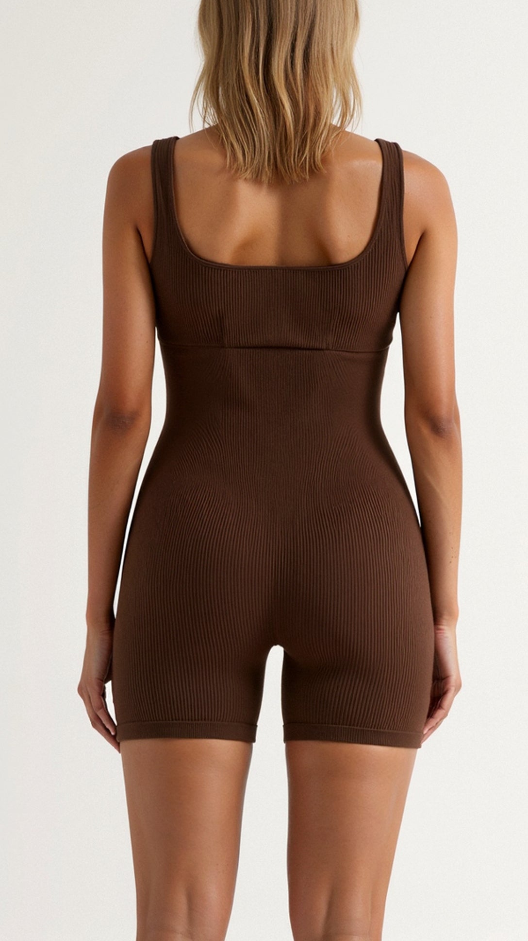 Gerippter Bodysuit mit eckigem Ausschnitt und Slip