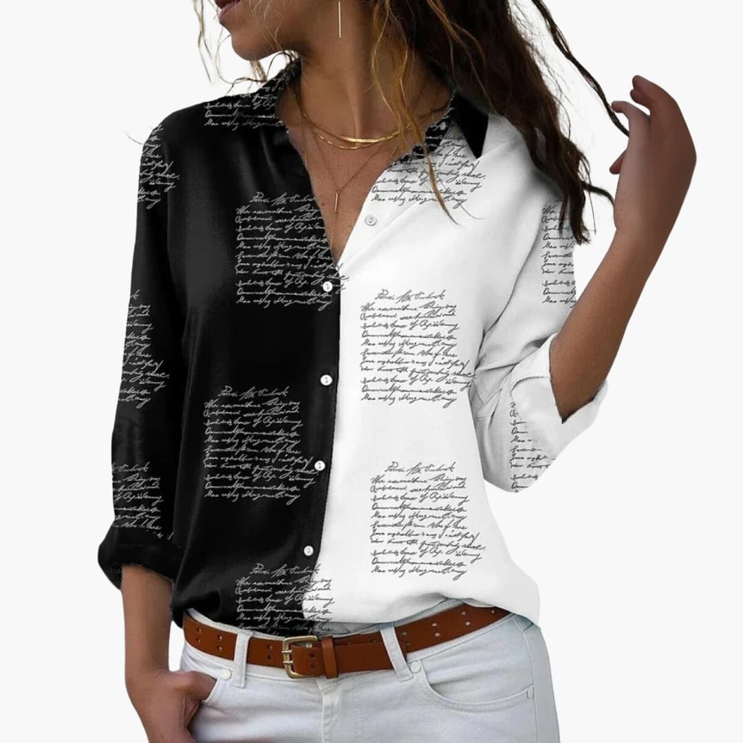 Bluse mit Blumenmuster - Damen Freizeitlook mit Kontrast