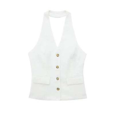 Elegantes Damen Neckholder Set Rückenfrei Slim-Fit Hose