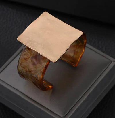 Geometrischer Damen Armreif Chunky Design Harz Gold Silber