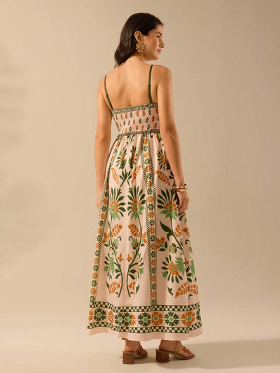 Nancy | Langes Bedrucktes Kleid mit schmalen Trägern