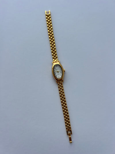 Ovale Goldene Vintage Damen Armbanduhr