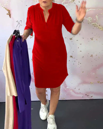 Elegantes Damen Kleid V-Ausschnitt