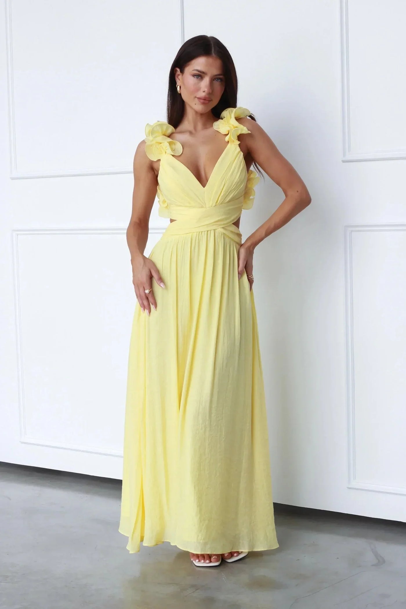 Elegantes V‑Ausschnitt Abendkleid | Maxi Dress lang & figurbetont