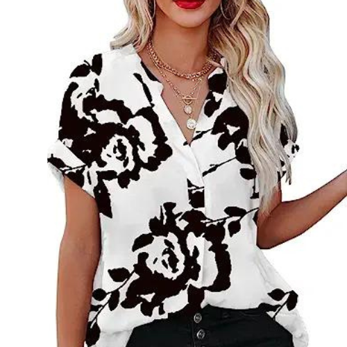Elegante Damen Chiffon Kurzarm Bluse