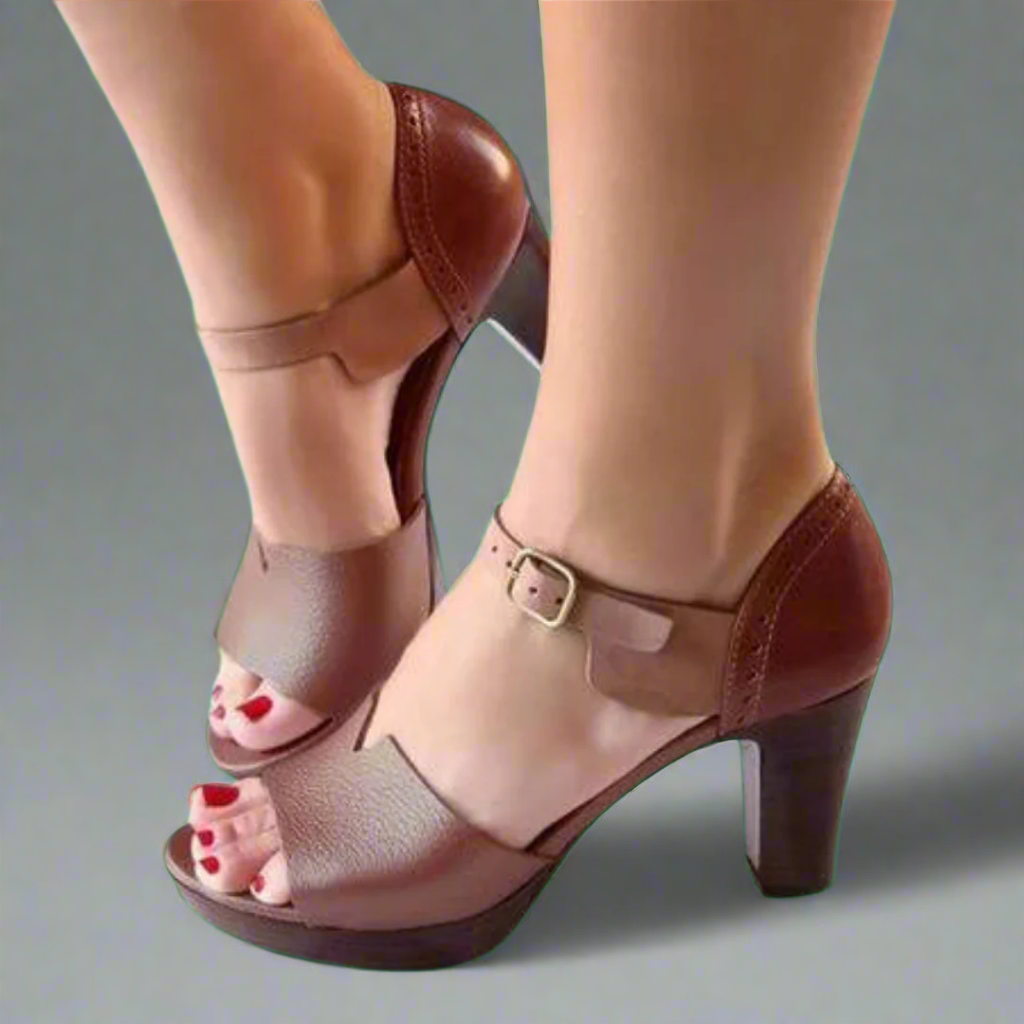 Elegante Damen Sandaletten mit Blockabsatz und Schnallenverschluss