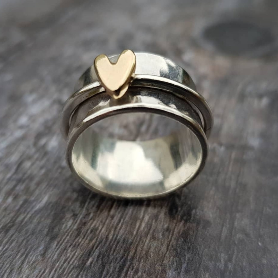 Vintage Herz Damen Ring Silber Gold