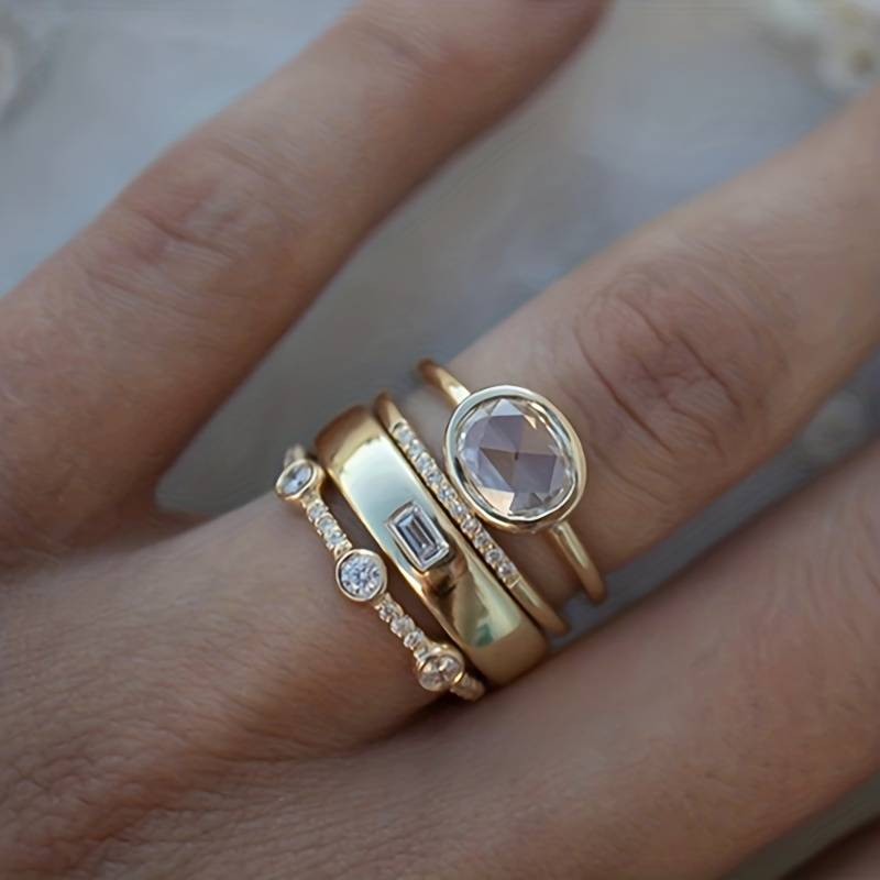 Vintage Zirkonia Damen Ringset